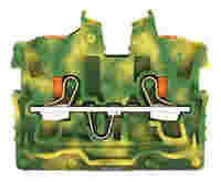TOPJOB®S miniature feedthrough terminal block with Push-buttons; center terminal block without snap-in foot; 2-conductor; 3.5 mm wide; green-yellow
