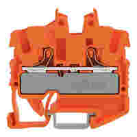 WAGO 2-conductor miniature through terminal block; with push-button; 2.5 mm²; with test port; side and center marking; for DIN-15 rail; Push-in CAGE CLAMP®; 2,50 mm²; orange