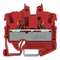WAGO 2-conductor miniature through terminal block; with push-button; 2.5 mm²; with test port; side and center marking; for DIN-15 rail; Push-in CAGE CLAMP®; 2,50 mm²; red
