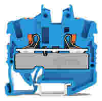 2-conductor miniature through terminal block; with push-button; 2.5 mm²; with test port; side and center marking; for DIN-15 rail; Push-in CAGE CLAMP®; 2,50 mm²; blue
