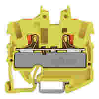 WAGO 2-conductor miniature through terminal block; with push-button; 2.5 mm²; with test port; side and center marking; for DIN-15 rail; Push-in CAGE CLAMP®; 2,50 mm²; yellow