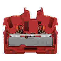 WAGO 2-conductor miniature through terminal block; with push-button; 2.5 mm²; End terminal block with mounting flange; side and center marking; with test port; Push-in CAGE CLAMP®; 2,50 mm²; red