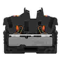 WAGO 2-conductor miniature through terminal block; with push-button; 2.5 mm²; End terminal block with mounting flange; side and center marking; with test port; Push-in CAGE CLAMP®; 2,50 mm²; black