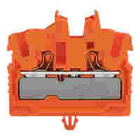 2-conductor miniature through terminal block; with push-button; 2.5 mm²; with snap-in mounting foot; side and center marking; with test port; Push-in CAGE CLAMP®; 2,50 mm²; orange