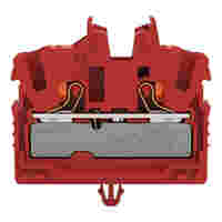 2-conductor miniature through terminal block; with push-button; 2.5 mm²; with snap-in mounting foot; side and center marking; with test port; Push-in CAGE CLAMP®; 2,50 mm²; red