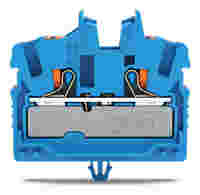 2-conductor miniature through terminal block; with push-button; 2.5 mm²; with snap-in mounting foot; side and center marking; with test port; Push-in CAGE CLAMP®; 2,50 mm²; blue