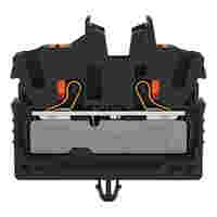 2-conductor miniature through terminal block; with push-button; 2.5 mm²; with snap-in mounting foot; side and center marking; with test port; Push-in CAGE CLAMP®; 2,50 mm²; black
