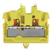 2-conductor miniature through terminal block; with push-button; 2.5 mm²; with snap-in mounting foot; side and center marking; with test port; Push-in CAGE CLAMP®; 2,50 mm²; yellow