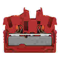 2-conductor miniature through terminal block; with push-button; 2.5 mm²; Center terminal block without snap-in mounting foot, without mounting flange; side and center marking; with test port; Push-in CAGE CLAMP®; 2,50 mm²; red