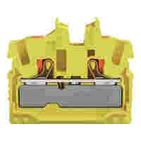 2-conductor miniature through terminal block; with push-button; 2.5 mm²; Center terminal block without snap-in mounting foot, without mounting flange; side and center marking; with test port; Push-in CAGE CLAMP®; 2,50 mm²; yellow