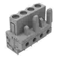 THT female header; straight; Pin spacing 5 mm; 4-pole; 0.6 x 1.0 mm solder pin; gray