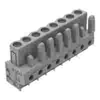 THT female header; straight; Pin spacing 5 mm; 8-pole; 0.6 x 1.0 mm solder pin; gray
