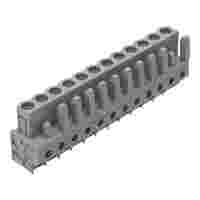 THT female header; straight; Pin spacing 5 mm; 12-pole; 0.6 x 1.0 mm solder pin; gray