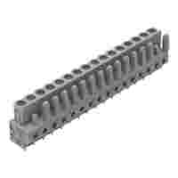 THT female header; straight; Pin spacing 5 mm; 16-pole; 0.6 x 1.0 mm solder pin; gray