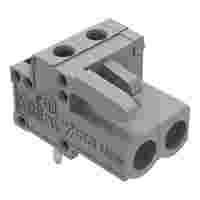 THT female header; angled; Pin spacing 5 mm; 2-pole; 0.6 x 1.0 mm solder pin; gray
