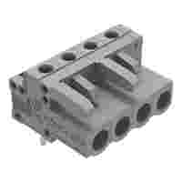 THT female header; angled; Pin spacing 5 mm; 4-pole; 0.6 x 1.0 mm solder pin; gray