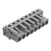 THT female header; angled; Pin spacing 5 mm; 8-pole; 0.6 x 1.0 mm solder pin; gray