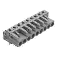 THT female header; angled; Pin spacing 5 mm; 9-pole; 0.6 x 1.0 mm solder pin; gray