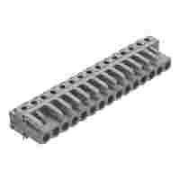 THT female header; angled; Pin spacing 5 mm; 15-pole; 0.6 x 1.0 mm solder pin; gray