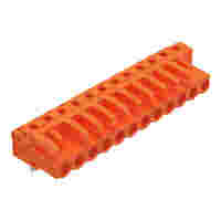 THT female header; angled; Pin spacing 5.08 mm; 12-pole; 0.6 x 1.0 mm solder pin; orange