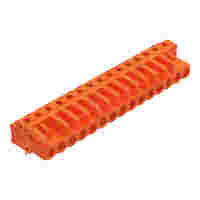 THT female header; angled; Pin spacing 5.08 mm; 15-pole; 0.6 x 1.0 mm solder pin; orange