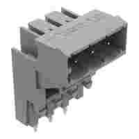 THT male header for double-deck assembly; 1.0 x 1.0 mm solder pin; angled; Pin spacing 5 mm; 3-pole; gray
