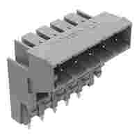 THT male header for double-deck assembly; 1.0 x 1.0 mm solder pin; angled; Pin spacing 5 mm; 5-pole; gray