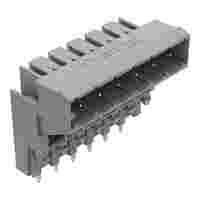 THT male header for double-deck assembly; 1.0 x 1.0 mm solder pin; angled; Pin spacing 5 mm; 6-pole; gray