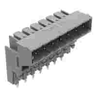 THT male header for double-deck assembly; 1.0 x 1.0 mm solder pin; angled; Pin spacing 5 mm; 7-pole; gray