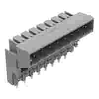 THT male header for double-deck assembly; 1.0 x 1.0 mm solder pin; angled; Pin spacing 5 mm; 8-pole; gray