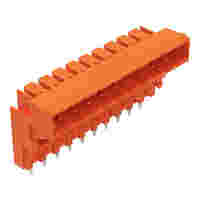 THT male header for double-deck assembly; 1.0 x 1.0 mm solder pin; angled; Pin spacing 5.08 mm; 10-pole; orange
