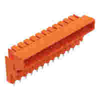 THT male header for double-deck assembly; 1.0 x 1.0 mm solder pin; angled; Pin spacing 5.08 mm; 12-pole; orange