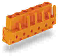 THT female header; straight; Pin spacing 7.62 mm; 9-pole; 0.6 x 1.0 mm solder pin; orange