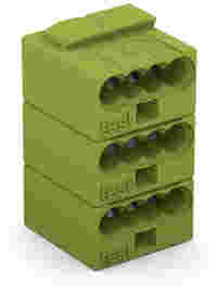 MICRO PUSHWIRE® PCB connector; 4-conductor; AWG 22 - 18 solid; 6-pole assembly; light green