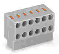 2-conductor female connector; push-button; PUSH WIRE®; 0.8 mm Ø; Pin spacing 3.5 mm; 9-pole; for solder pin strip; gray
