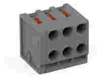 2-conductor female connector; push-button; PUSH WIRE®; 0.8 mm Ø; Pin spacing 3.5 mm; 3-pole; for individual solder pins; for KNX; 0,50 mm²; gray