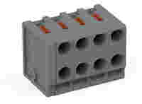 2-conductor female connector; push-button; PUSH WIRE®; 0.8 mm Ø; Pin spacing 3.5 mm; 4-pole; for individual solder pins; for KNX; 0,50 mm²; gray
