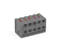 2-conductor female connector; push-button; PUSH WIRE®; 0.8 mm Ø; Pin spacing 3.5 mm; 5-pole; for individual solder pins; for KNX; 0,50 mm²; gray