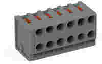 2-conductor female connector; push-button; PUSH WIRE®; 0.8 mm Ø; Pin spacing 3.5 mm; 6-pole; for individual solder pins; for KNX; 0,50 mm²; gray