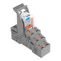 Relay module; Nominal input voltage: 24 VDC; 2 changeover contacts; Limiting continuous current: 6 A; with manual operation; Set of relay socket and elementary relay; Yellow status indicator; Module width: 27 mm