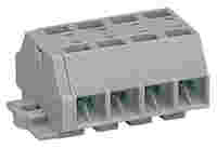 WAGO 4-conductor terminal strip; without push-buttons; with fixing flanges; 4-pole; for screw or similar mounting types; Fixing hole 3.2 mm Ø; 1.5 mm²; CAGE CLAMP®; gray