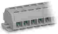 WAGO 4-conductor terminal strip; without push-buttons; with snap-in mounting feet; 8-pole; for plate thickness 0.6 - 1.2 mm; Fixing hole 3.5 mm Ø; 1.5 mm²; CAGE CLAMP®; gray