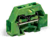 WAGO 2-conductor terminal block; without push-buttons; with fixing flange; 1-pole; for screw or similar mounting types; Fixing hole 3.2 mm Ø; 1.5 mm²; CAGE CLAMP®; green-yellow