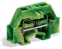 WAGO 2-conductor end terminal block; without push-buttons; without protruding snap-in mounting foot; 1-pole; for terminal strips with snap-in mounting feet; 1.5 mm²; CAGE CLAMP®; green-yellow