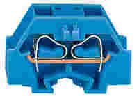 WAGO 4-conductor terminal block; without push-buttons; with fixing flange; 1-pole; for screw or similar mounting types; Fixing hole 3.2 mm Ø; 1.5 mm²; CAGE CLAMP®; blue