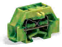 WAGO 4-conductor terminal block; without push-buttons; with fixing flange; 1-pole; for screw or similar mounting types; Fixing hole 3.2 mm Ø; 1.5 mm²; CAGE CLAMP®; green-yellow