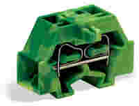 WAGO 4-conductor end terminal block; without push-buttons; without protruding snap-in mounting foot; 1-pole; for terminal strips with snap-in mounting feet; 1.5 mm²; CAGE CLAMP®; green-yellow