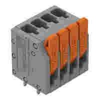 PCB terminal block; Push-in CAGE CLAMP® with operating lever; 26-14 AWG; Pin spacing 3.5 mm; 4-pole; top entry; gray