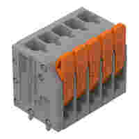 PCB terminal block; Push-in CAGE CLAMP® with operating lever; 26-14 AWG; Pin spacing 3.5 mm; 5-pole; top entry; gray