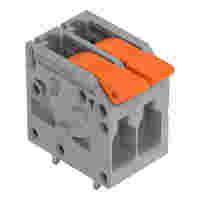 PCB terminal block; Push-in CAGE CLAMP with operating lever; AWG 24 - 12; Pin spacing 5 mm; 2-pole; side entry; gray